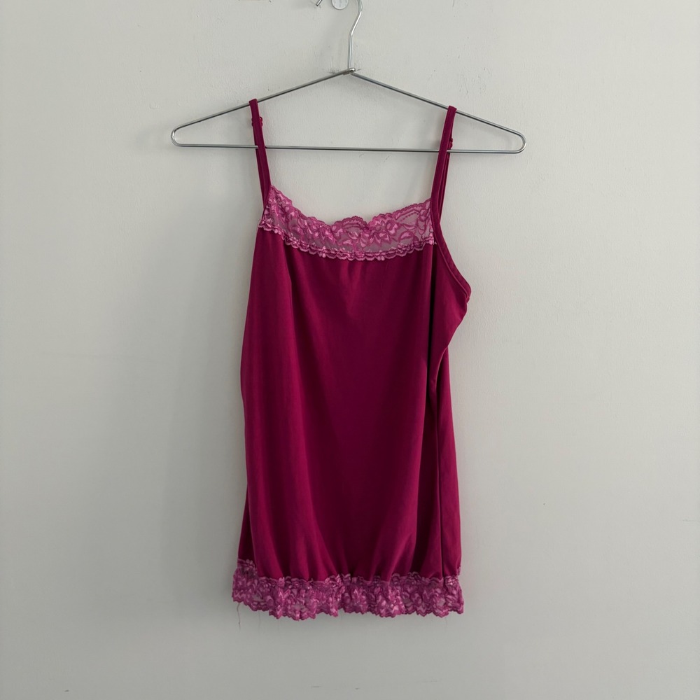 Maurices Pink Lace Trim Cami Tank Top C405-1042 Medium
